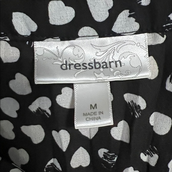 Dressbarn Y2K Black & White Heart Blouse Size M Fitted Semi Sheer Fairy - Picture 2 of 8